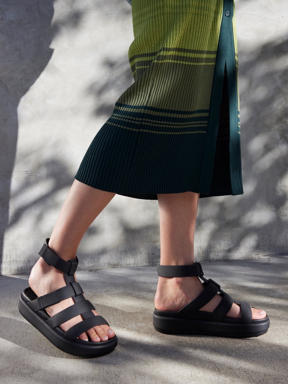 Black Crocs Brooklyn Luxe Gladiator Sandals